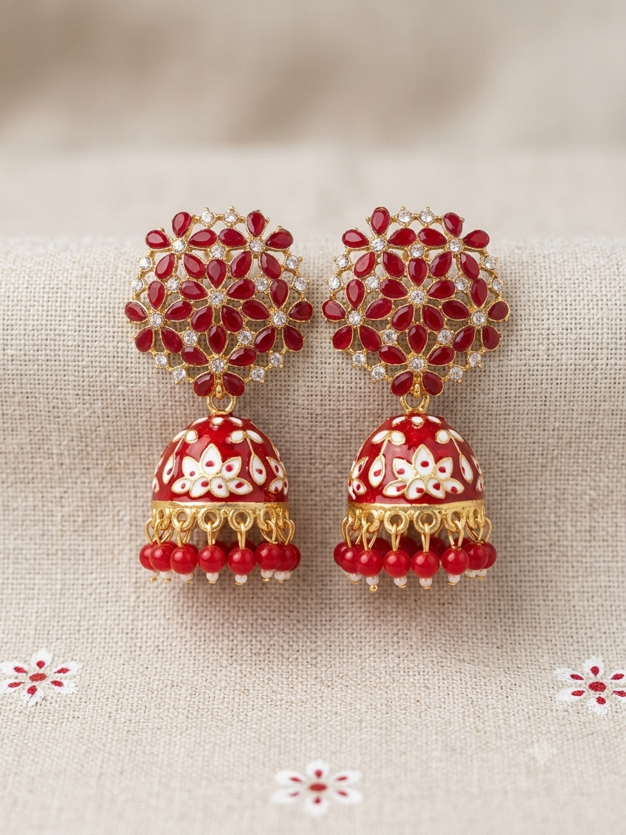 Floral Jhumka Earrings for Women | Traditional Ethnic Drop Earrings