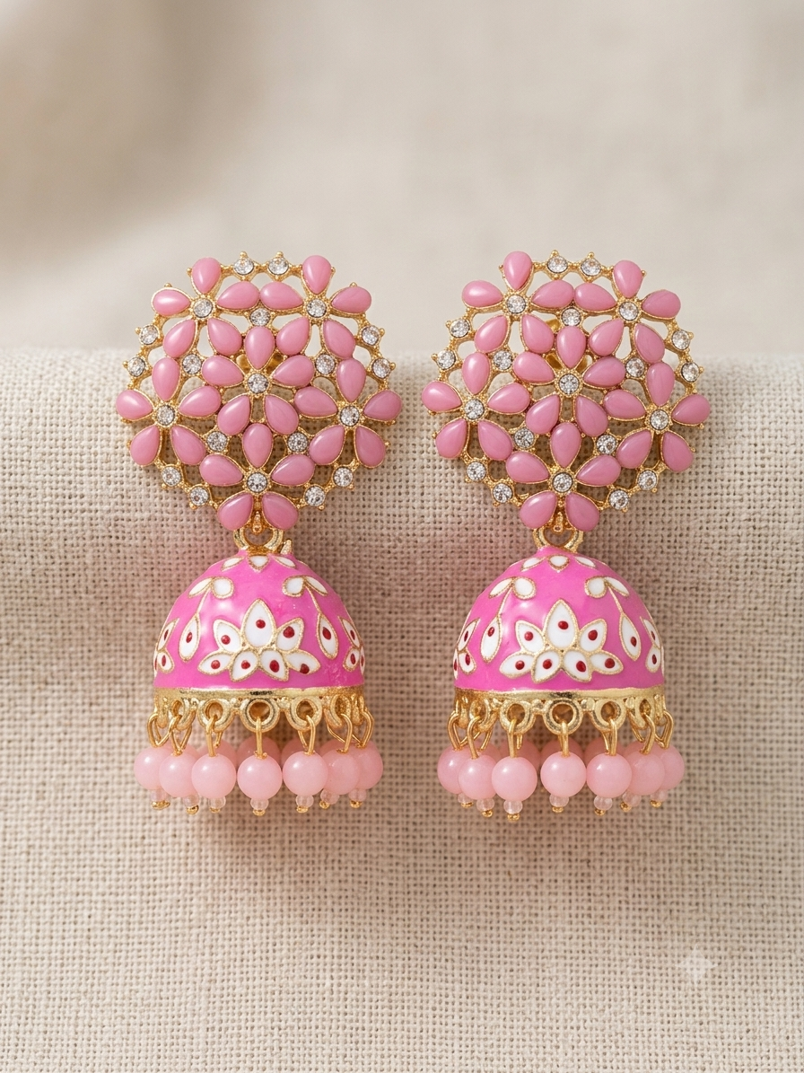 Floral Jhumka Earrings for Women | Traditional Ethnic Drop Earrings