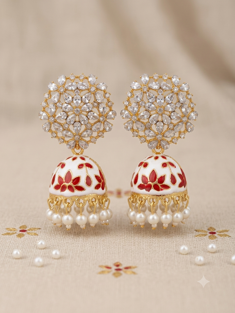 Floral Jhumka Earrings for Women | Traditional Ethnic Drop Earrings