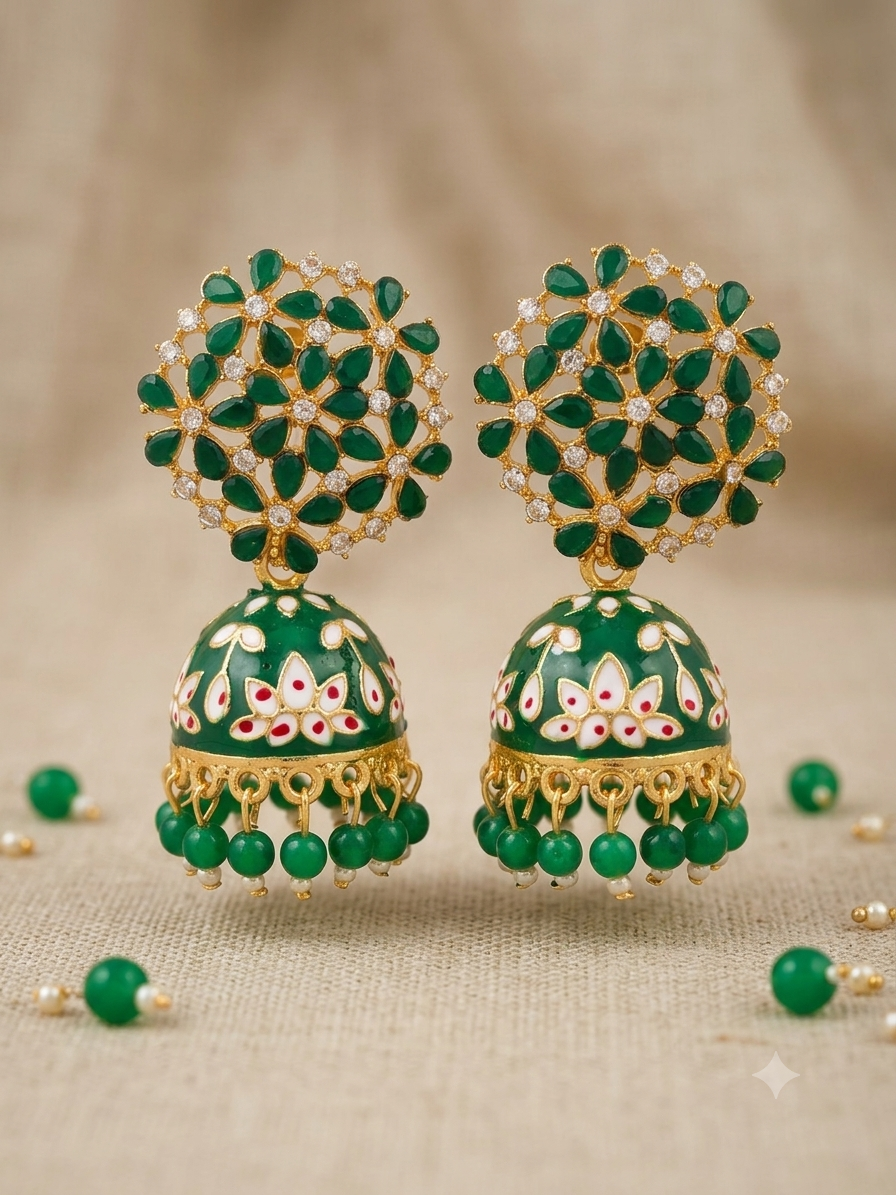 Floral Jhumka Earrings for Women | Traditional Ethnic Drop Earrings