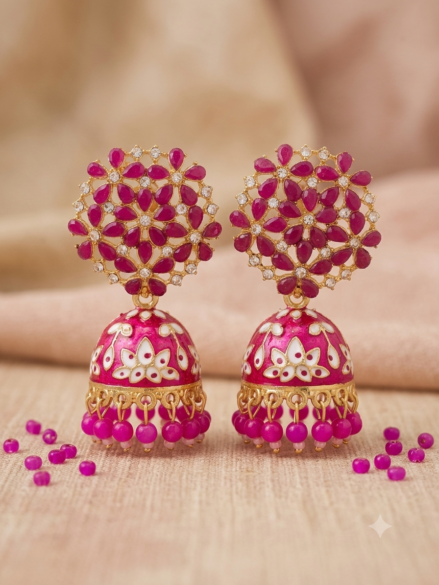 Floral Jhumka Earrings for Women | Traditional Ethnic Drop Earrings