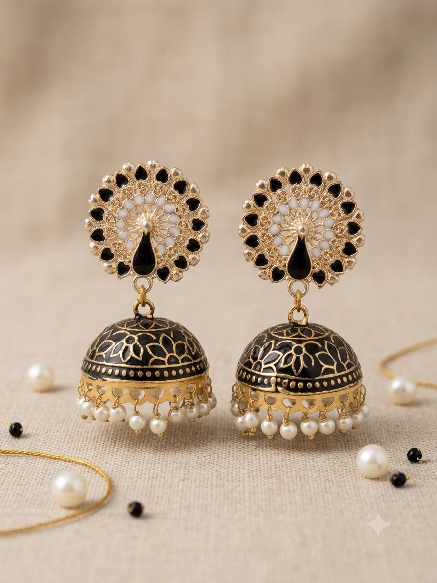 Designer Peacock Motif Jhumka Earrings for Women
