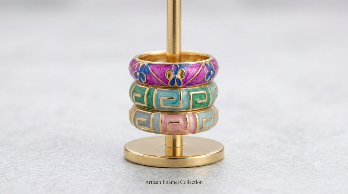 Trendy Gold-Plated Pastel Enamel Adjustable Rings for Women & Girls (Combo / Stackable Rings)