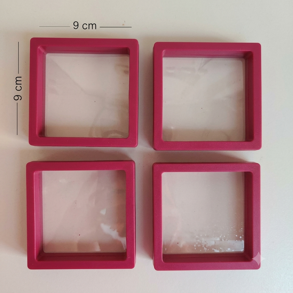 4 Pcs Square Floating Display Frames for Jewellery, Coins, Stones, Collectibles & Crafts | Transparent Display Storage Case