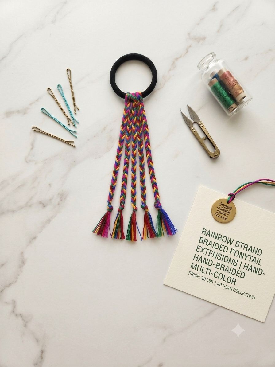 Multi-Color Braided Ponytail Rubber Band