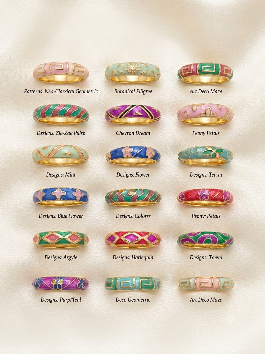 Trendy Gold-Plated Pastel Enamel Adjustable Rings for Women & Girls (Combo / Stackable Rings)