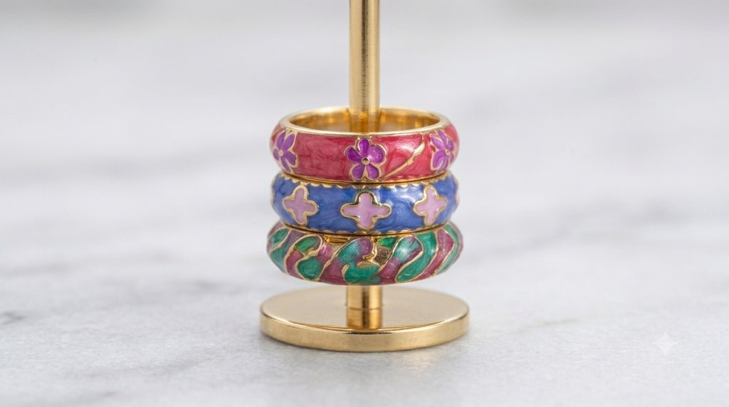 Trendy Gold-Plated Pastel Enamel Adjustable Rings for Women & Girls (Combo / Stackable Rings)