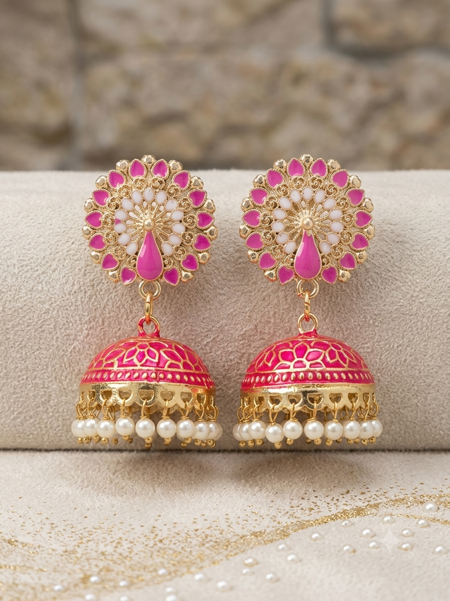 Designer Peacock Motif Jhumka Earrings for Women
