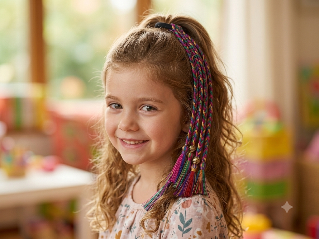 Multi-Color Braided Ponytail Rubber Band
