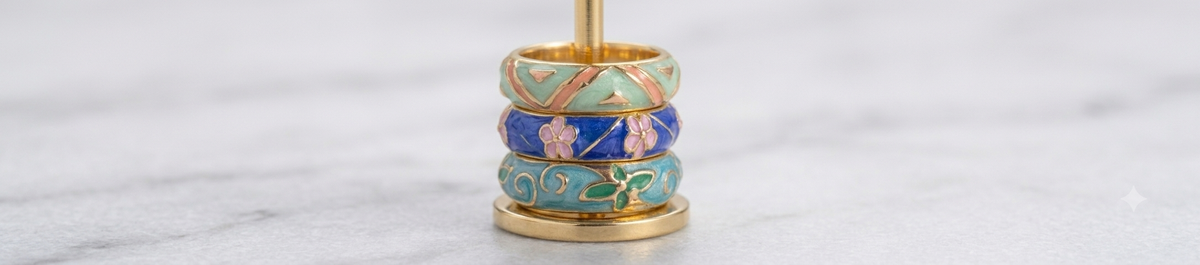Trendy Gold-Plated Pastel Enamel Adjustable Rings for Women & Girls (Combo / Stackable Rings)